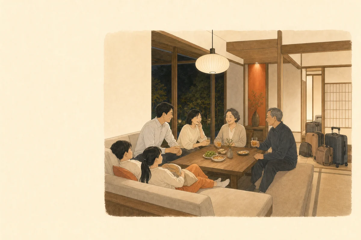 夜晚的客廳（示意插圖）